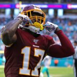 Terry McLaurin celebrates after scoring a touchdown.