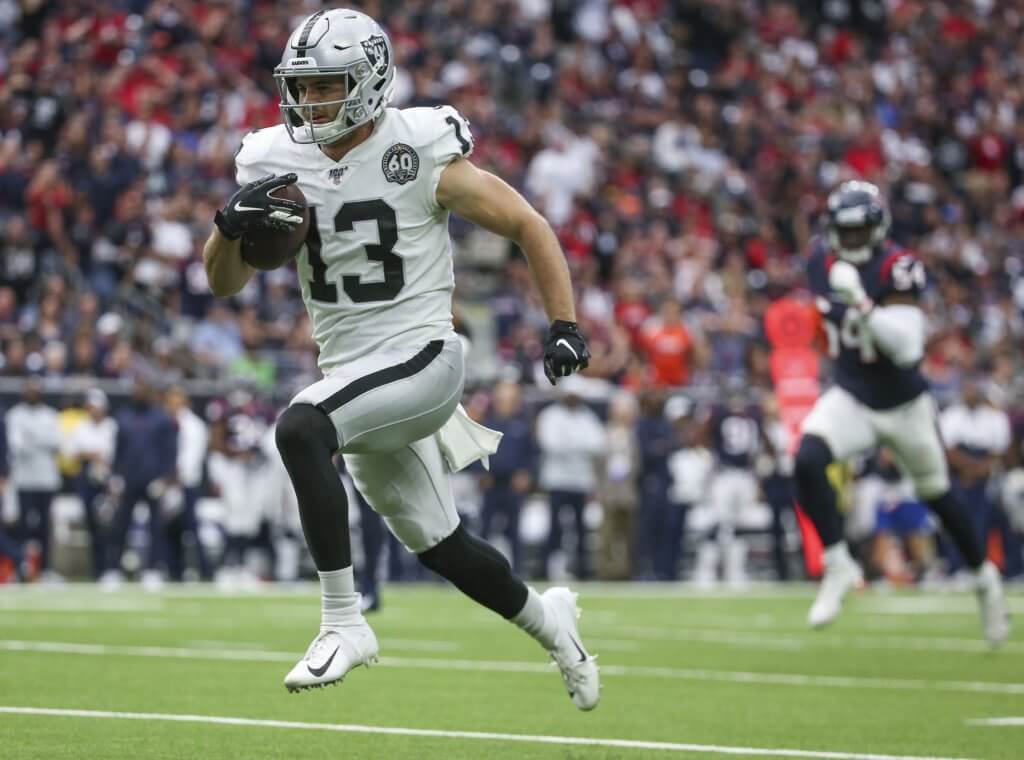 Hunter Renfrow scores a touchdown against the Texans.
